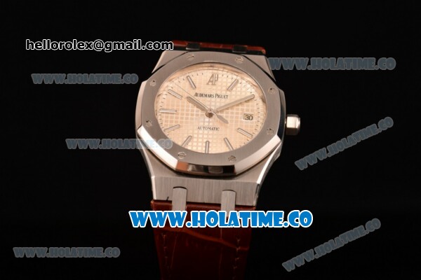 Audemars Piguet Royal Oak 39MM Swiss ETA 2824 Automatic Steel Case with Grey Dial Brown Leather Strap and Stick Markers (BP) - Click Image to Close